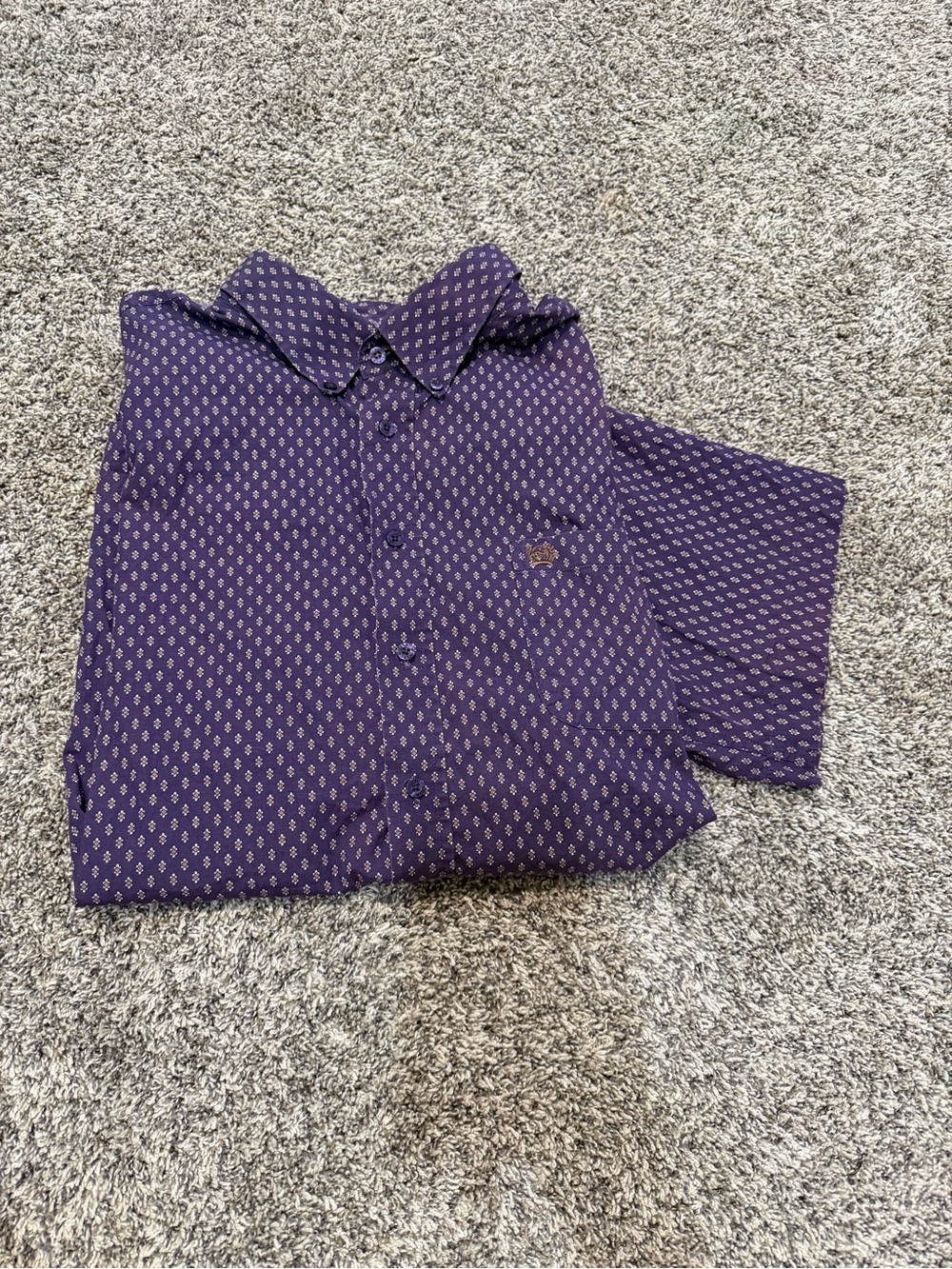 Mens Purple Short-Sleeve Button-Up Shirt